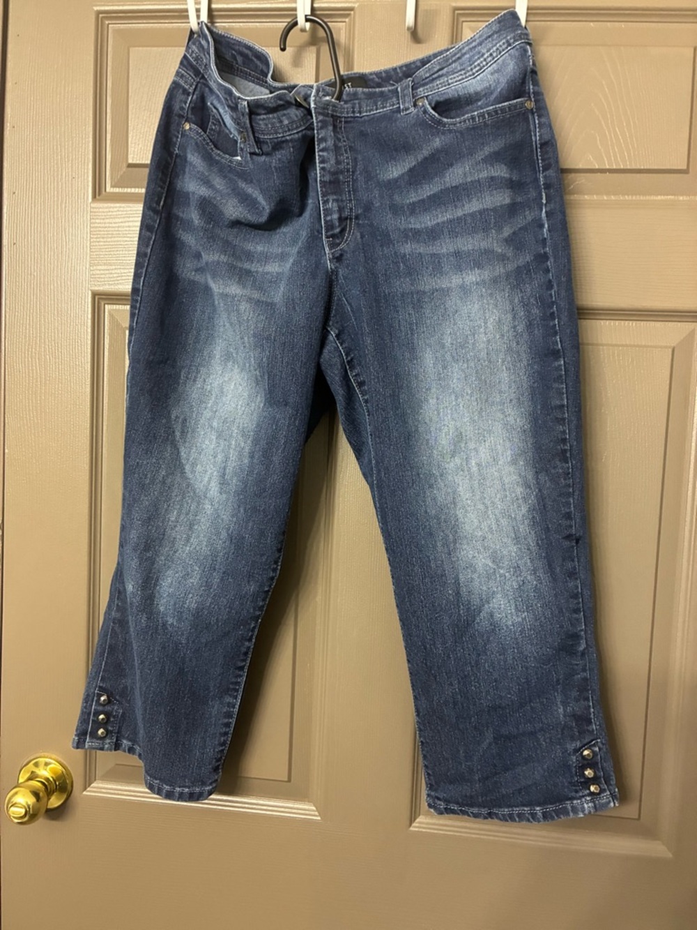 NINE WEST Embellished Blue Women's Jeans with Gold Embroidery